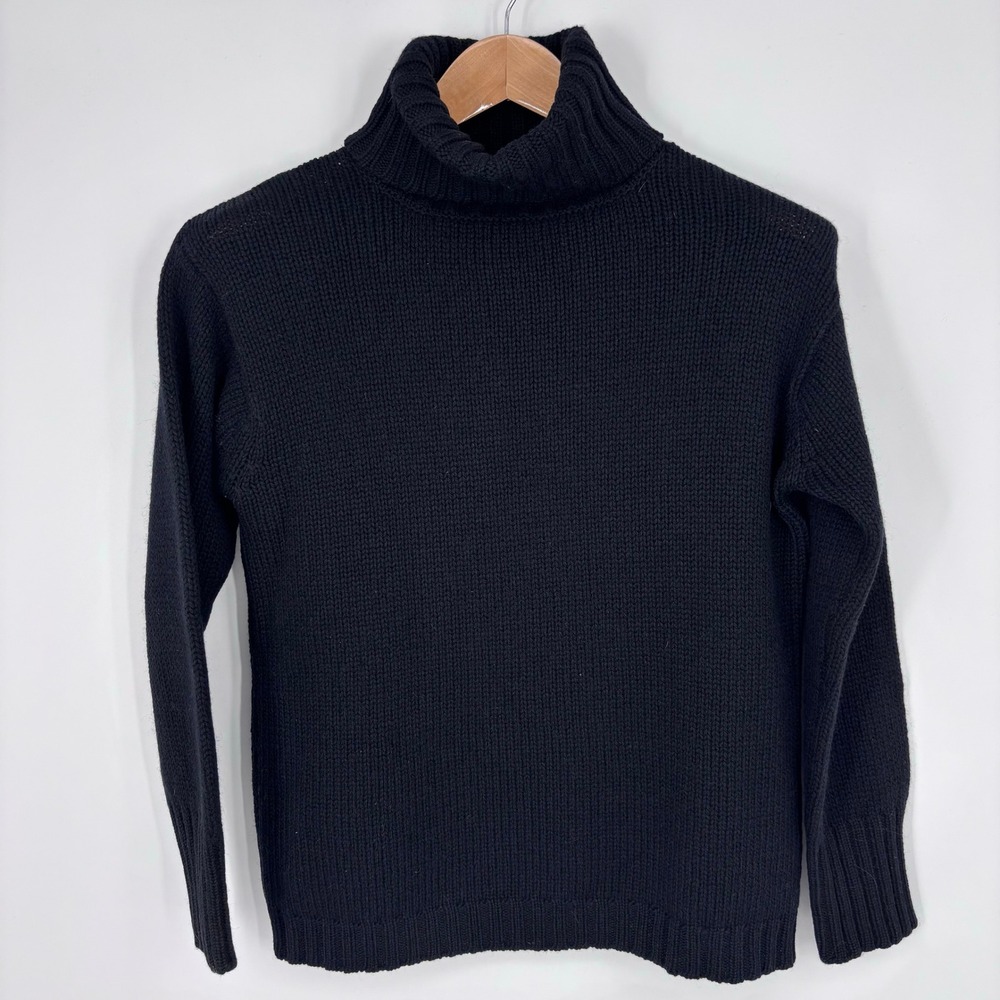 VTG 90s J Crew Rollneck Turtleneck Sweater Mens M Black Wool Classic Preppy